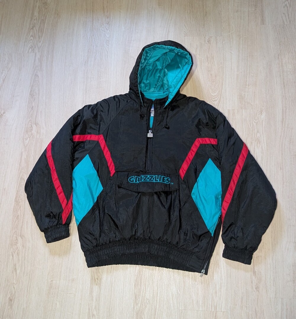 Rare Vintage 1990s Vancouver Grizzlies Puffer Jacket Big Logo NBA XL Mint
